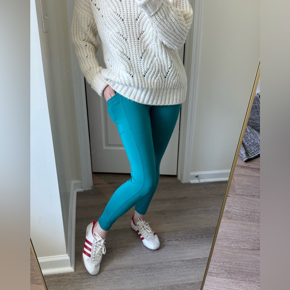90 degree by Reflex Green Running Perforated  Activewear Leggings M - Picture 3 of 7